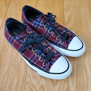 Converse Burgundy Plaid Low Tops